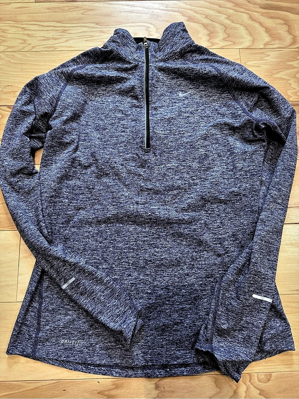 Nike Dri-FIT Women’s Medium Heather Purple Quarter Zip Running Top Thumbholes